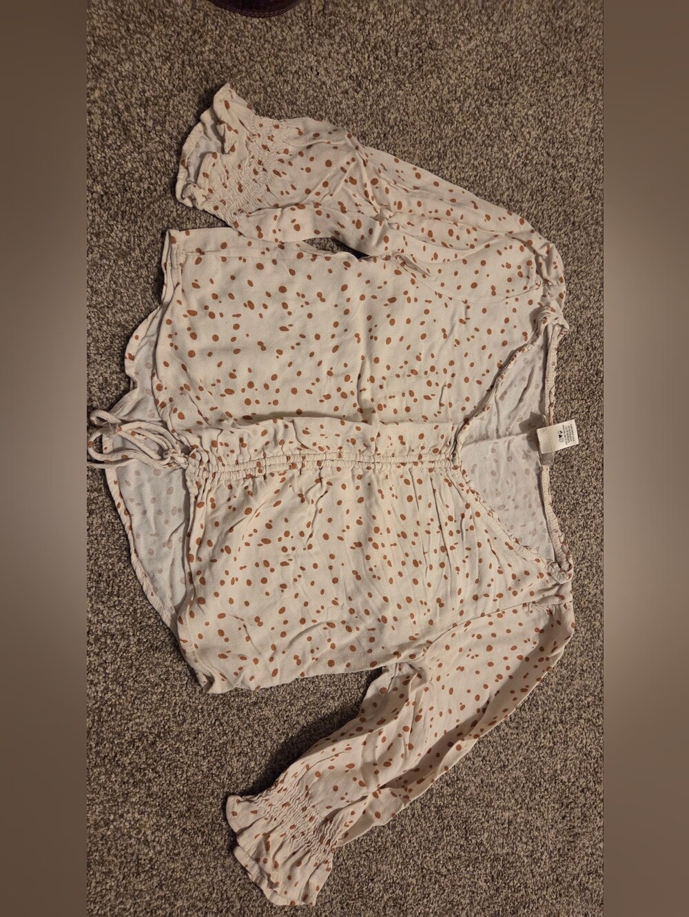 URBAN Romantics Cream Blouse with Tan Dot Print